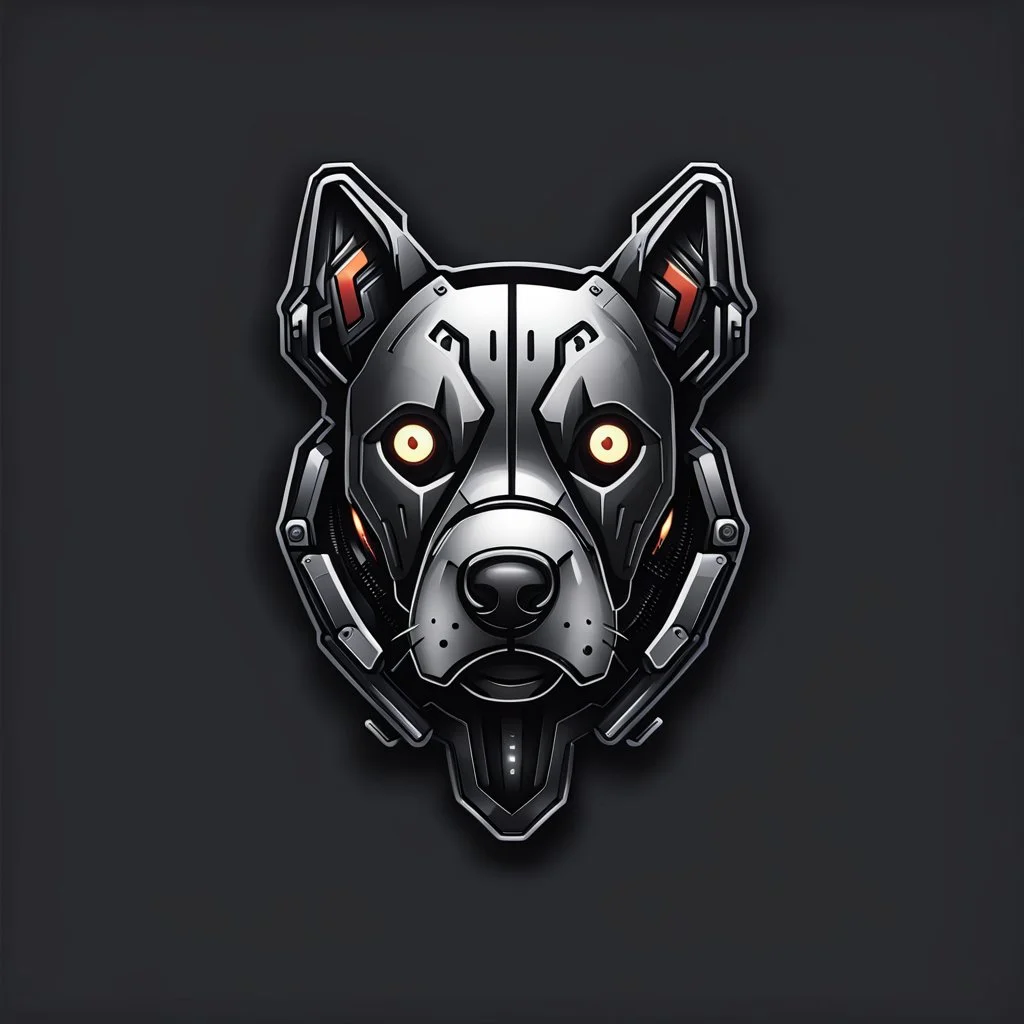 a blank background a dark themed logo that looks like the cyborg dog