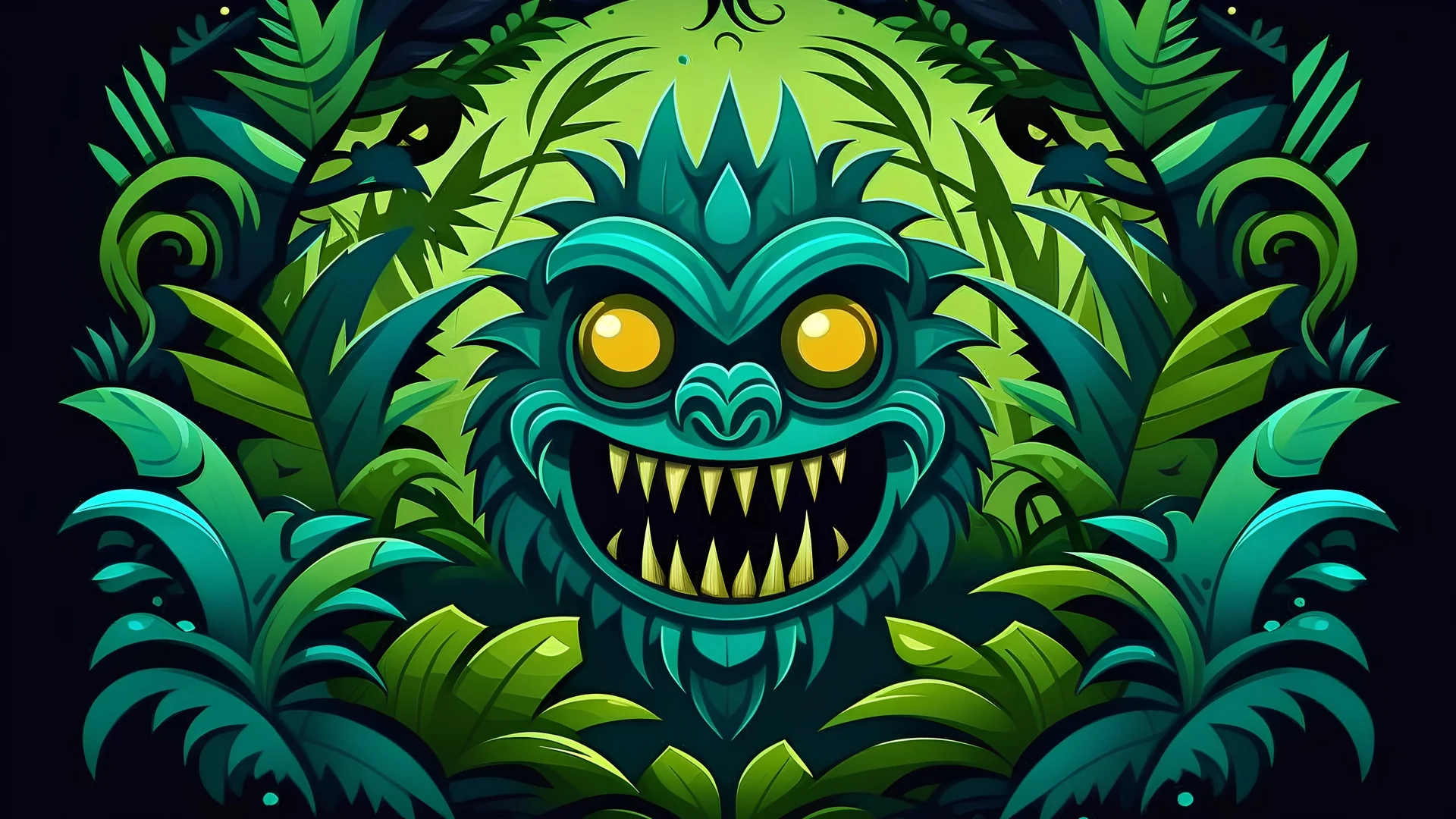 Monster logo with jungle background