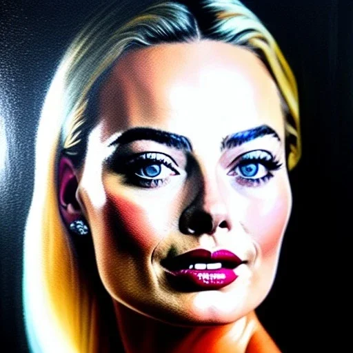 Ultra detailed fullbody Portrait in oil on canvas of fit beautiful mature realistic busty Margot Robbie ,wearing transparent wet T-shirt ,extremely detailed digital painting, extremely detailed face,crystal clear eyes, mystical colors ,perfectly centered image, perfect composition, rim light, beautiful lighting,masterpiece,8k, stunning scene, raytracing, anatomically correct, in the style of robert e howard and Wizyakuza and Ohrai Noriyoshi and Simon Bisley and uncannyknack