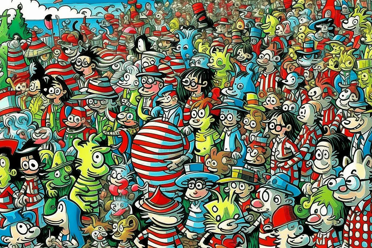 where's Wally type of image but istead of Wally it's a cat.