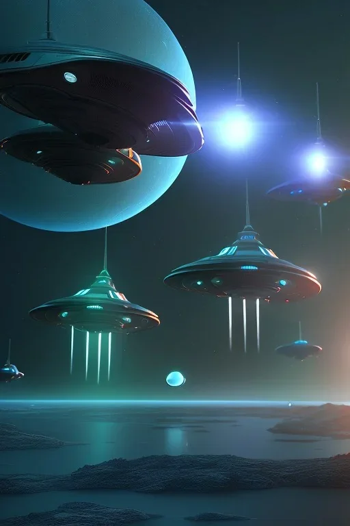 alien earth invasion SPACESHIPS, clean art NFT, blender 3d