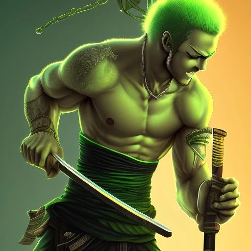 zoro, green, chainsawman, animestyle, denji, three chainsaw style