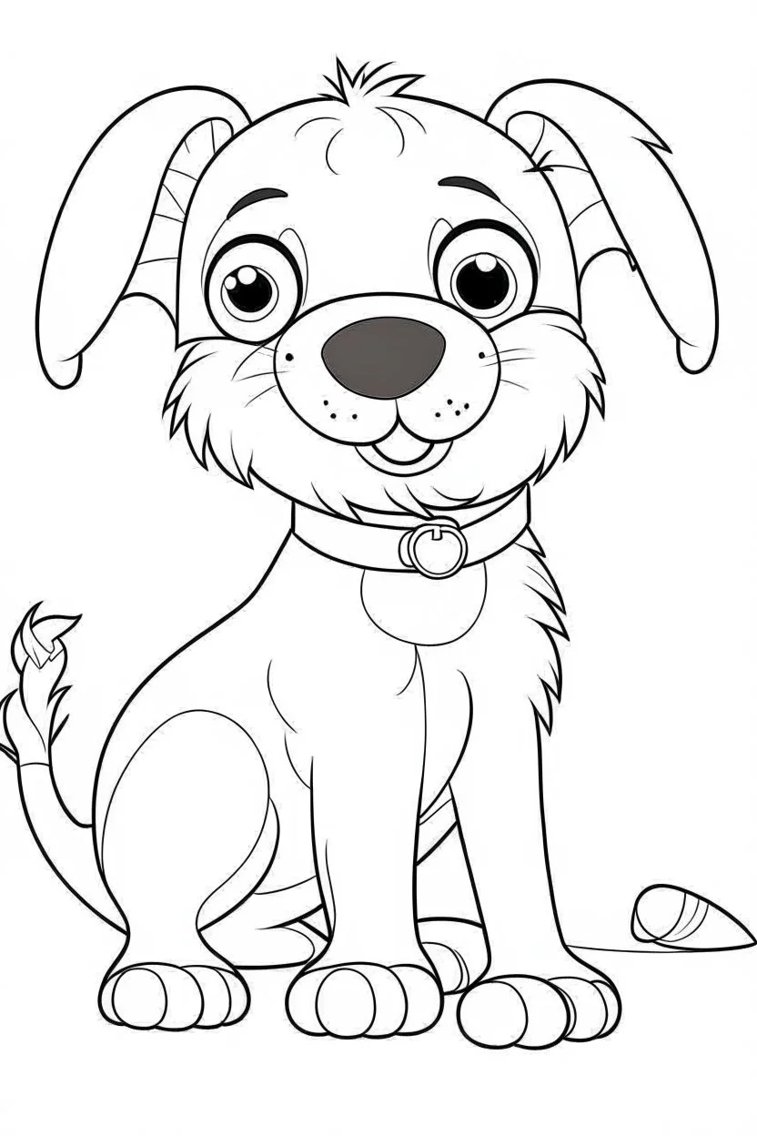 coloring page for kids, DOG, cartoon style, thick outline, low details, no shading, no color