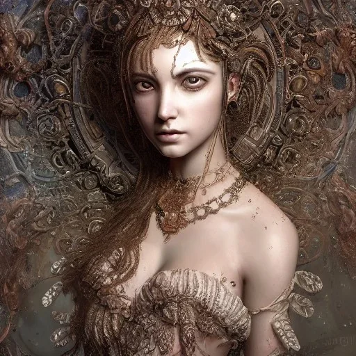 Insanely detailed photograph of an “portrait of gorgeous Roman goddess ” with intricate hair, intricate embroidered dress, beautiful clear face and hyperdetailed painting by Ismail Inceoglu Huang Guangjian and Dan Witz CGSociety ZBrush Central fantasy art album cover art,8K, hdr, romantic, mysterious, ominous, snowflakes, jewelry, comfort, natural eyes, arms open for embrace