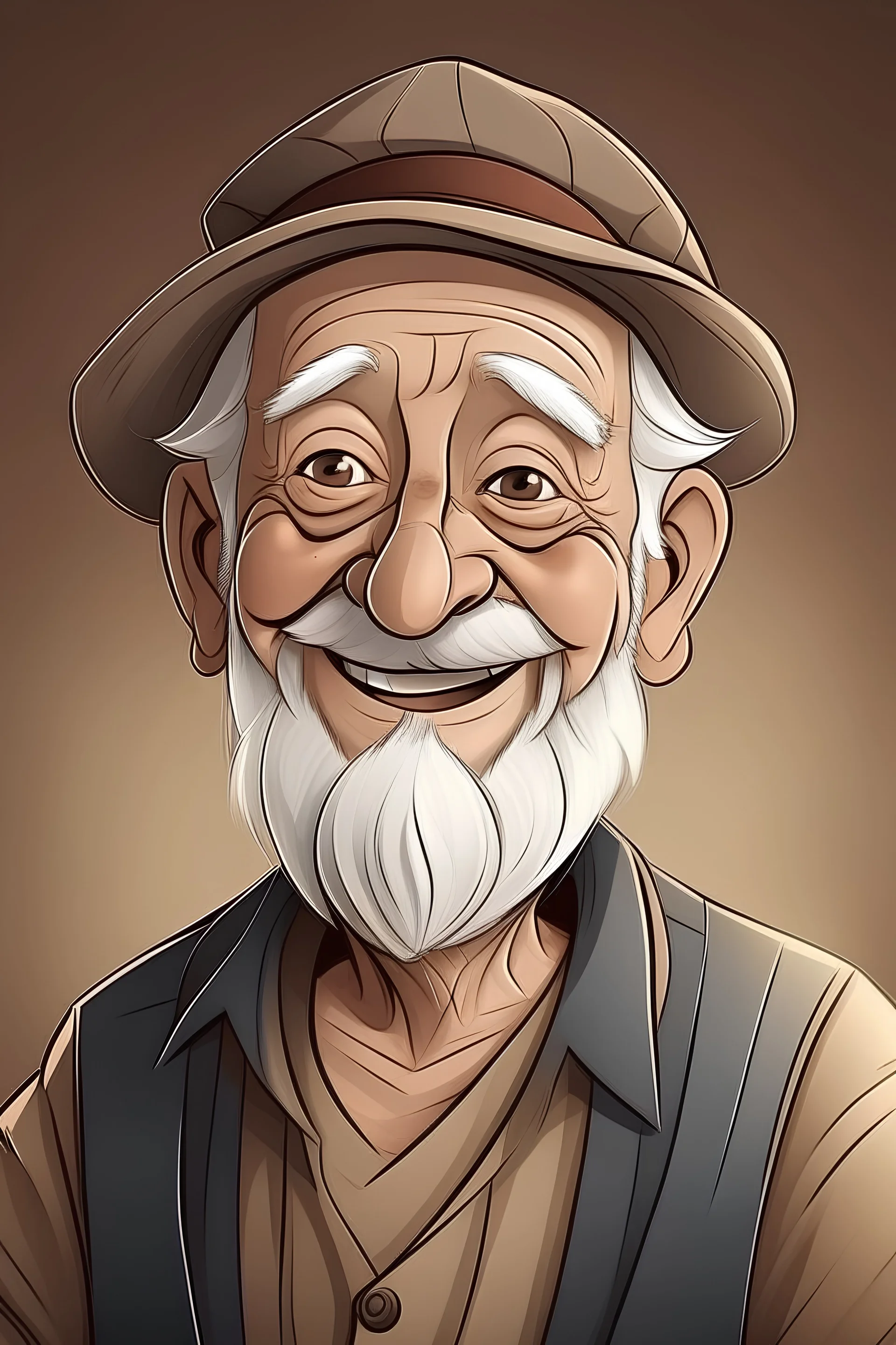 create a happy old man character for a fact and trivia YouTube channel