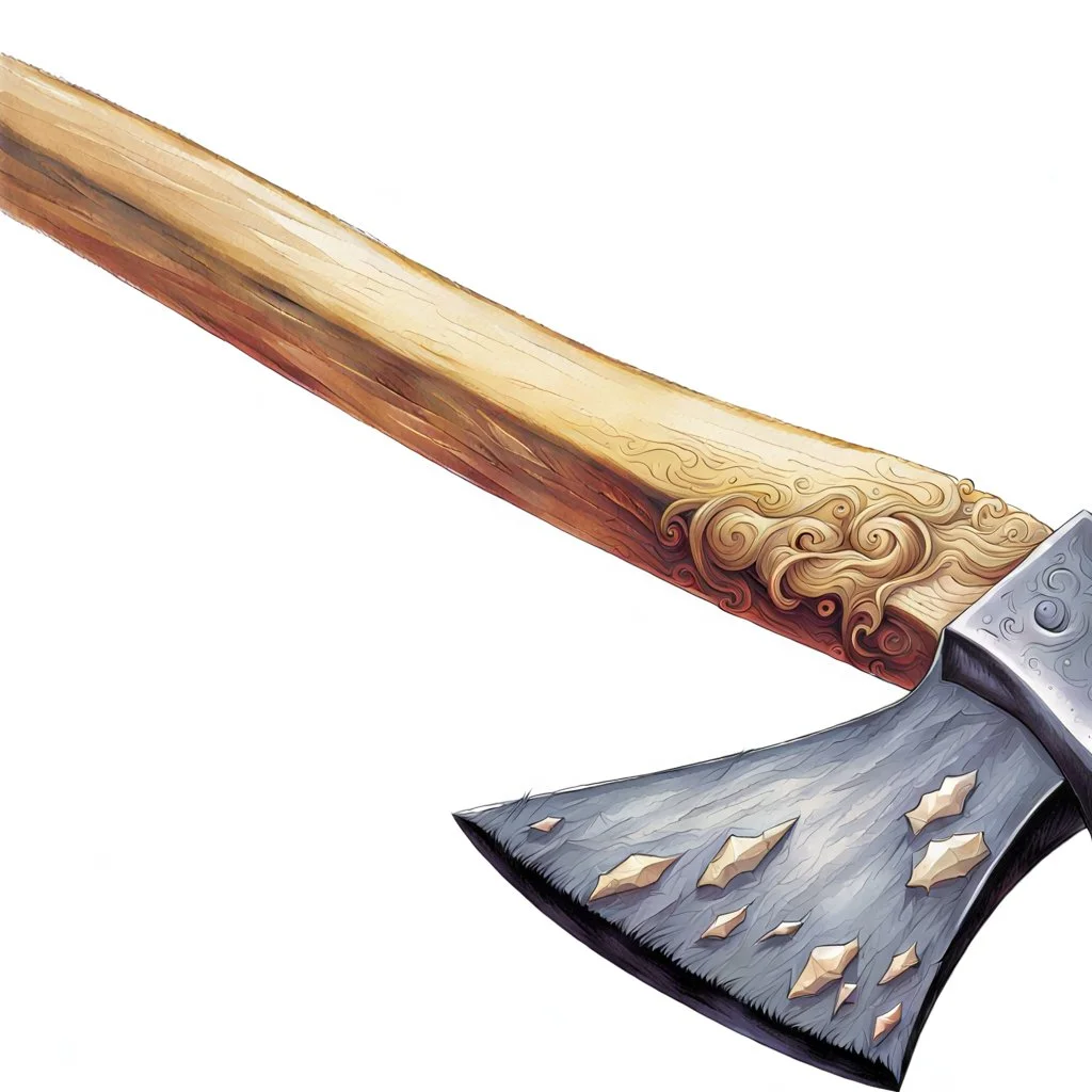 90's TCG fantasy artwork art of an axe