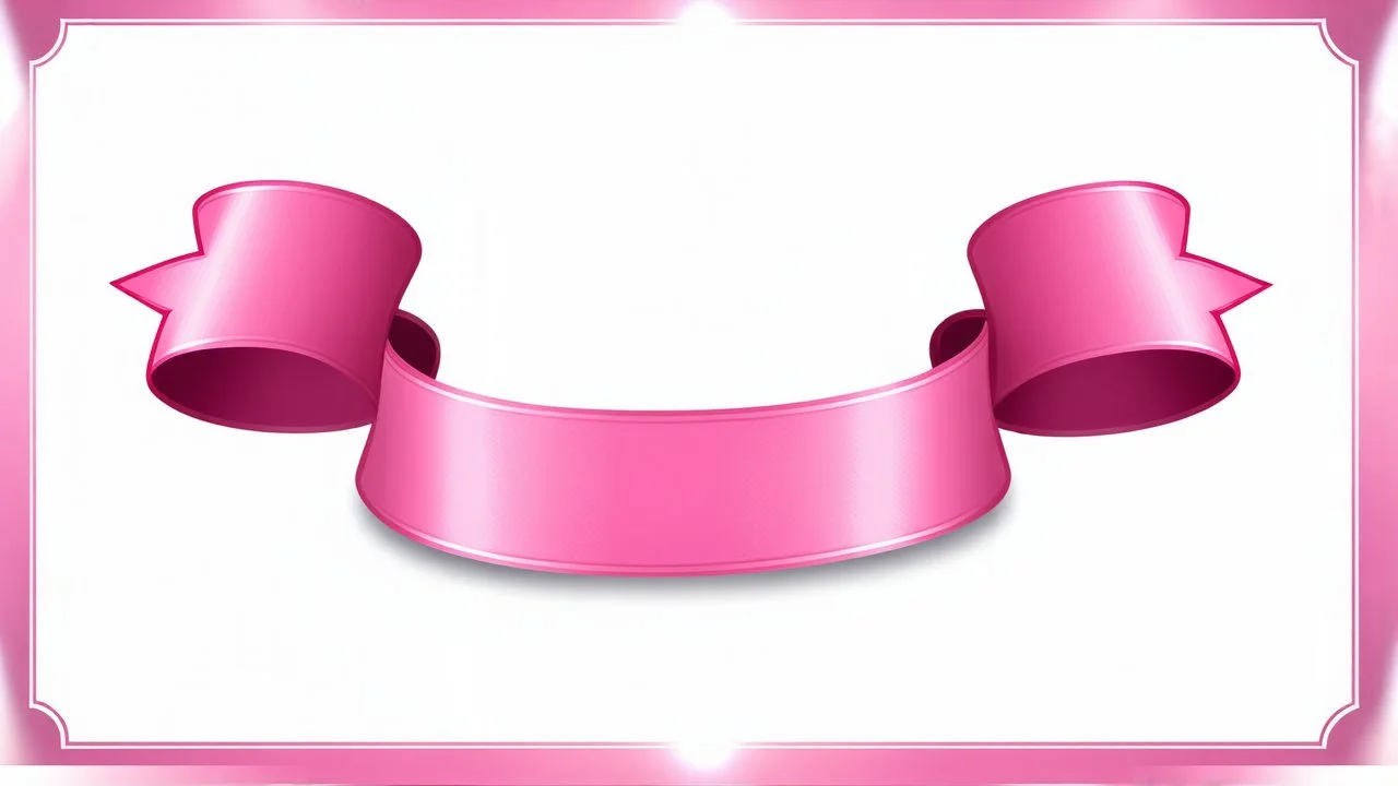 pink ribbon graphic element with canvas texture and lighting