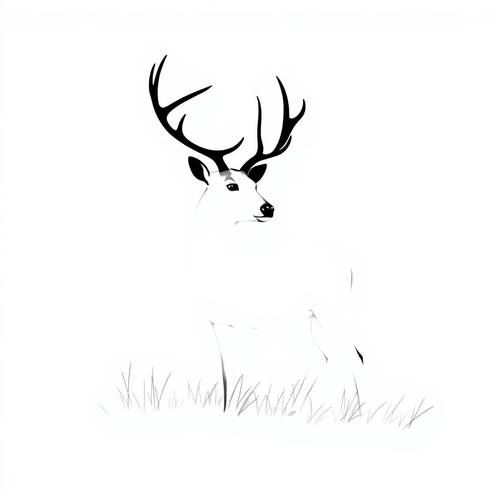 silhouette of a male deer, black on white, vector