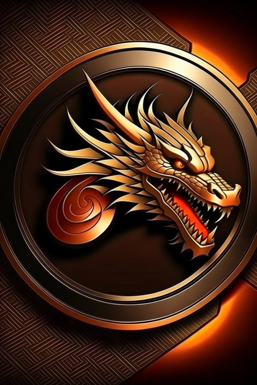 dragon logo, leather background