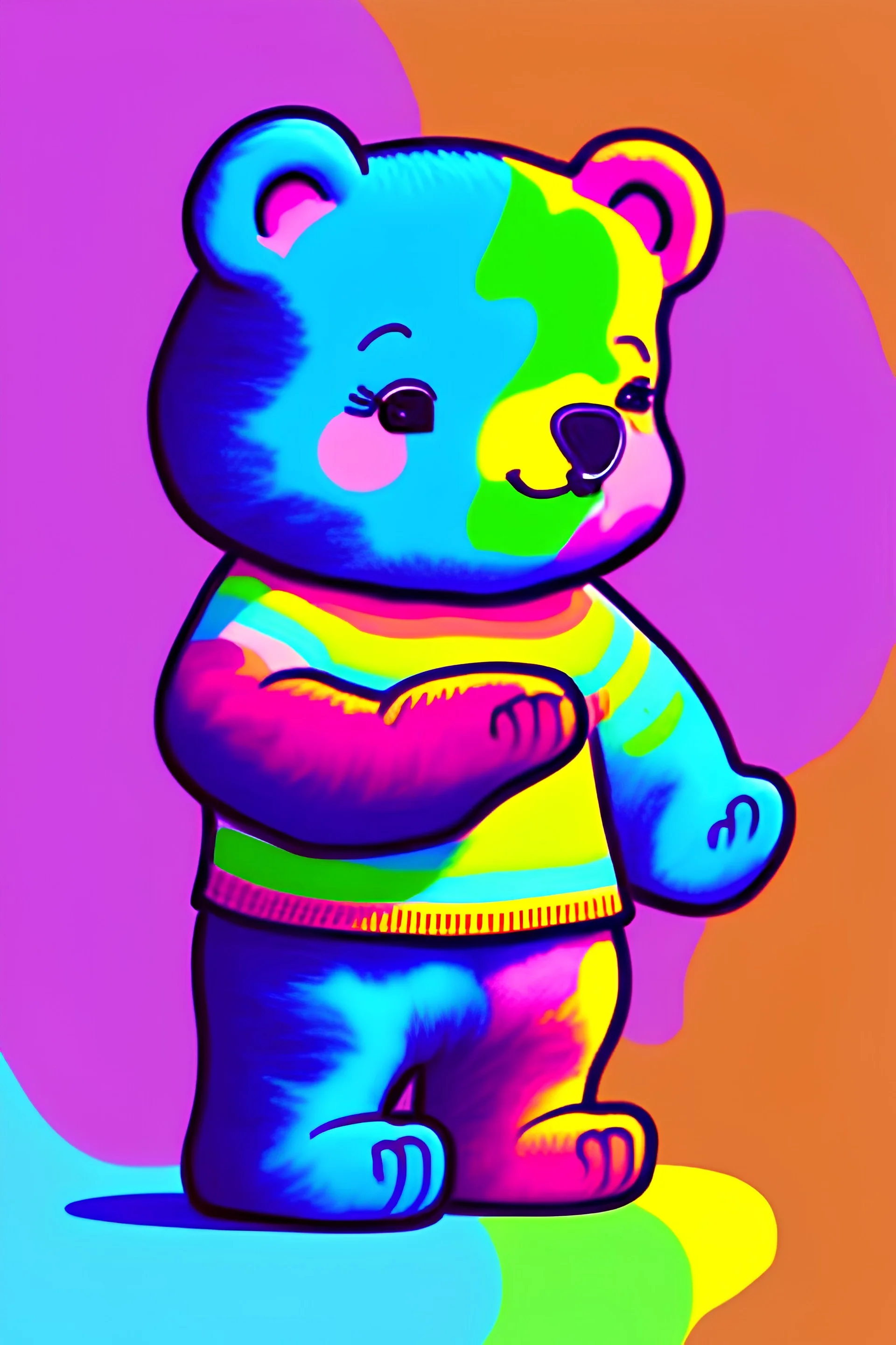 vibey, vibrant, warm, eclectic playlist art, Care Bears