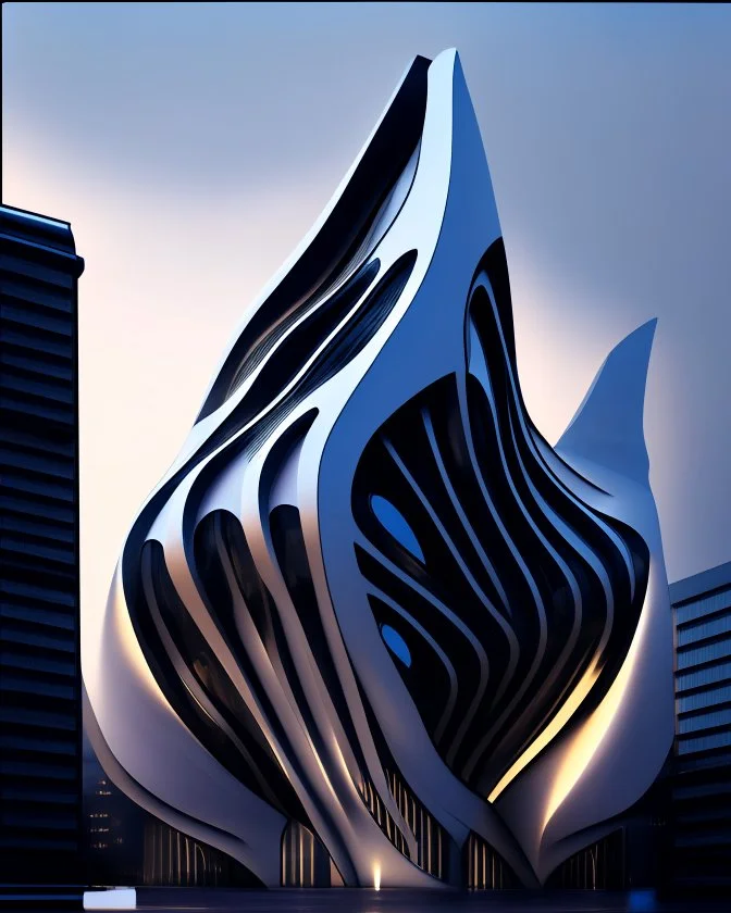 Edificio estilo Zaha Hadid, arte digital, calidad ultra, 8k 3D