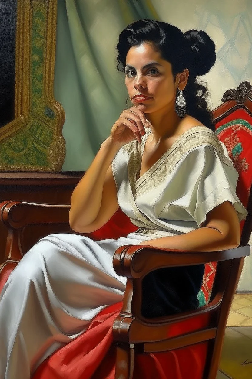 cuban woman painting sitting in chair neoclassism young