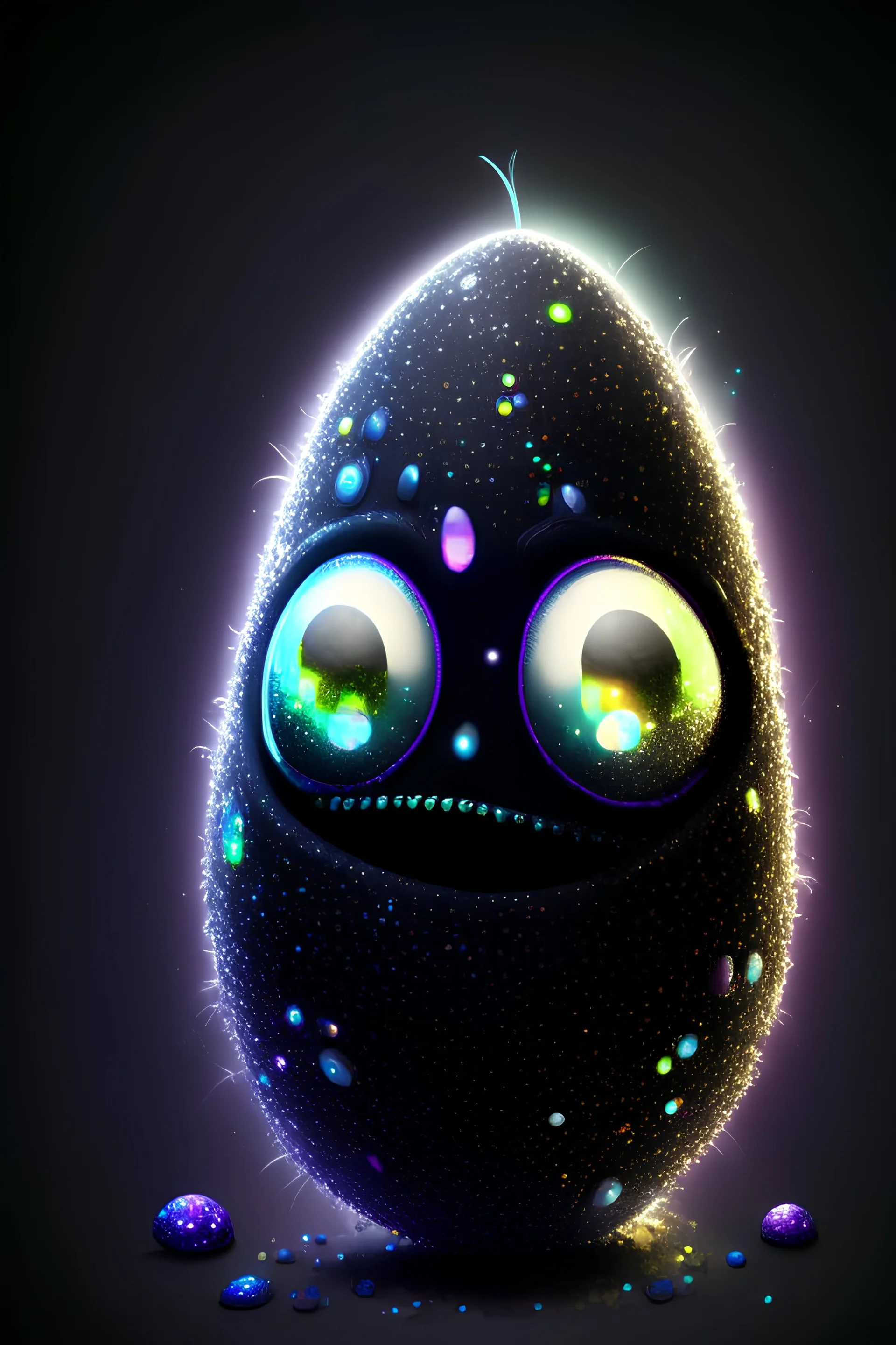 Cartoon egg pfp character alien monster dark glitter light