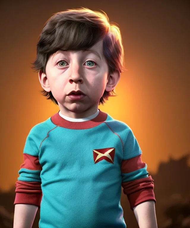 Howard wolowitz toddler, full body, dramatic lighting, angry, hyper realistic,