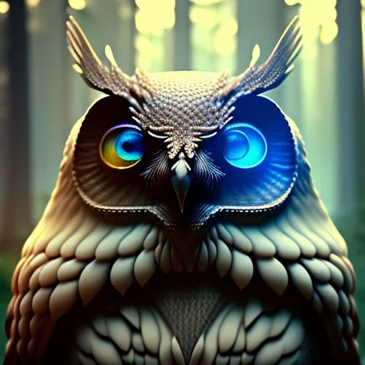 intricate details, realistic, octane, unreal engine, portrait, natural lighting,zoomed out + portrait, volumetric lighting, shiny,extreme detail, Photorealism, High detail, Hyper realistic Owl in forest, macro lens blur,abstract paint, sharp,eos5d mark 4, ef 85mm 5.6, focus, trending by artstation