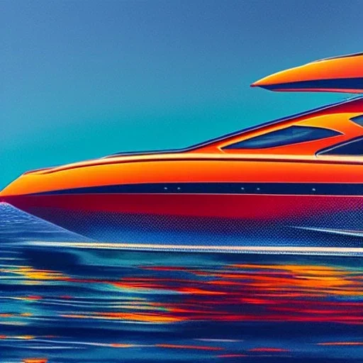 fullbody Drawing of 'sketch of SUperBoat',intricate detail,andrea bonelli,Kilian Eng,Ohrai,evan lee,Aleksandr Sidelnikov,KyuYong Eom,three quarters frontal aerial view,toned colors,16k