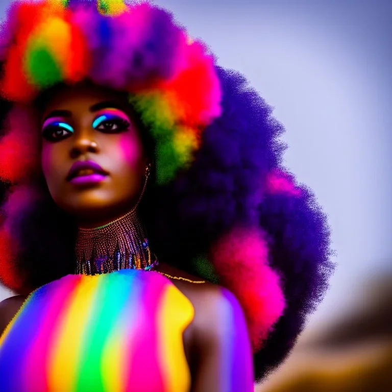 full body shot, masterpiece, best quality, family of three, dark skinned, sparkling eyes, fluorescent skin, colorful makeup, afro, highly detailed body, afrofuturism, scifi, sun light, 4K, RAW, depth of field, high contrast, realistic details, 24mm