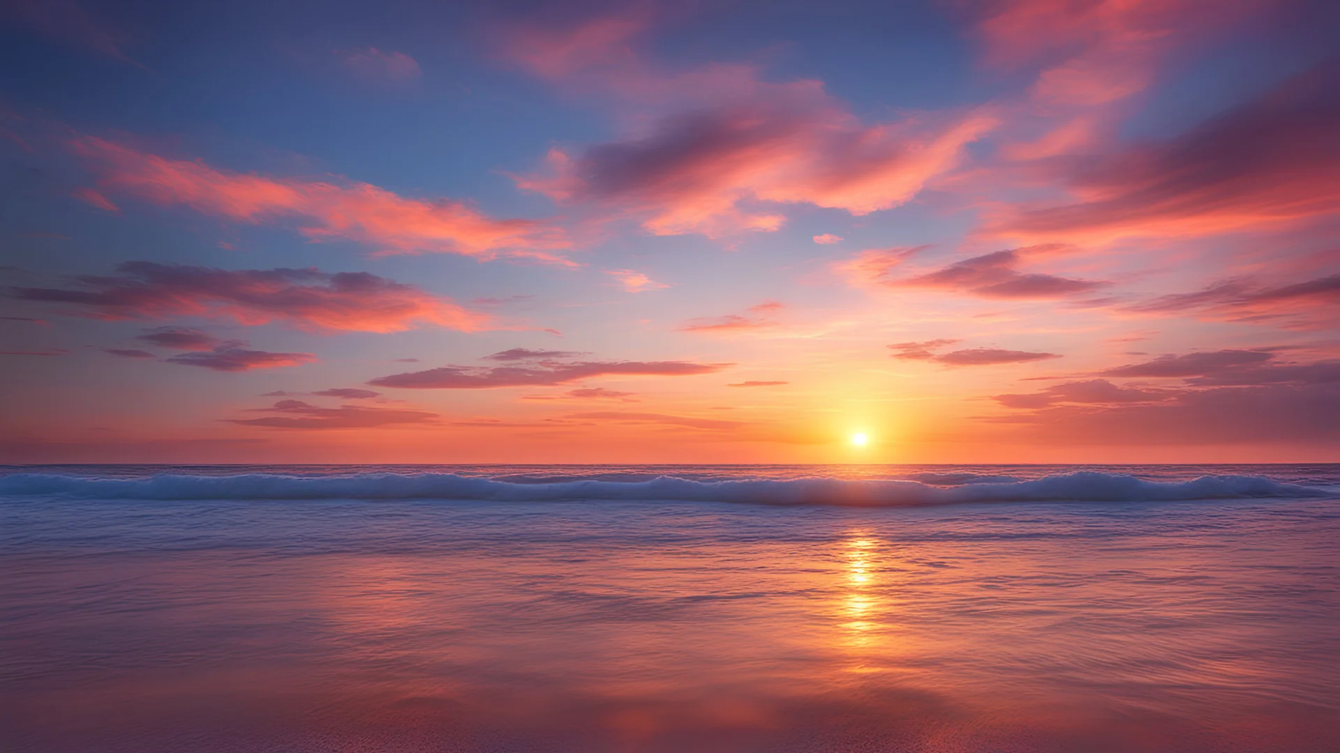 Scenic colorful sunset at the sea coast. Good for wallpaper or background image.