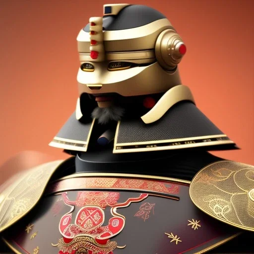 beautiful smooth realistic Japanese samurai robot, run on dark cosmos background, cat еye, extremely sharp detail, finely tuned detail, ultra high definition, 8 k, unreal engine 5, ultra sharp focus, accurate sword wings, positive smile, lot of details, fit within portrait, Ambiance dramatique