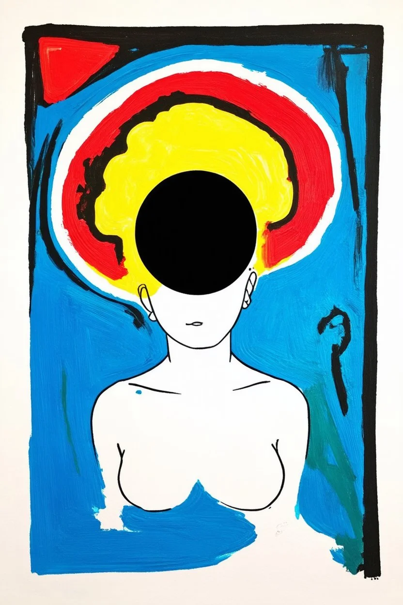 nothinghead; outline of a person with a black hole for a brain surrounded by a Matisse-inspired Palette