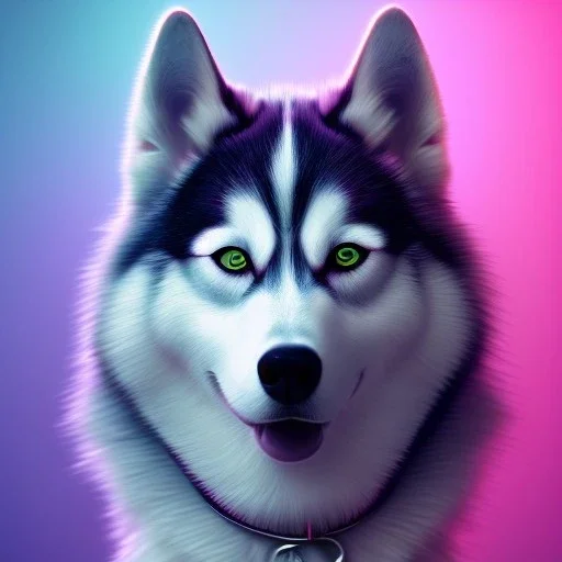 Husky, neon pink eyes, 8K, cinematic lighting, sharp focus, masterpiece, expert