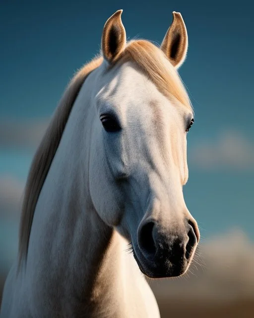 Dibujo animado de un caballo Palomino, calidad ultra, hiperdetallado, maximalista,, cielo con nubes pequeñas, 8 k