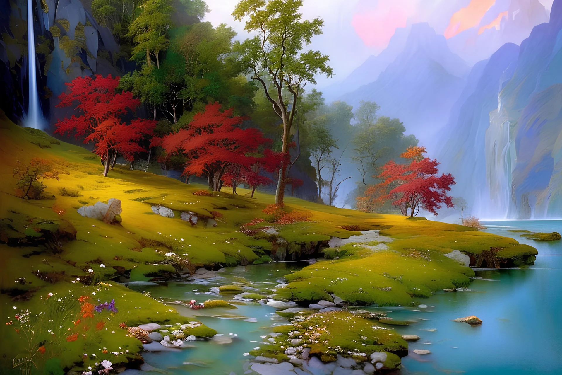 A never ending fantasy of nature's beauty in rich colorful oils by Picasso, Caspar David Friedrich and Daniel Merriam, Wassily Kandinsky and Jean - Baptiste Monge