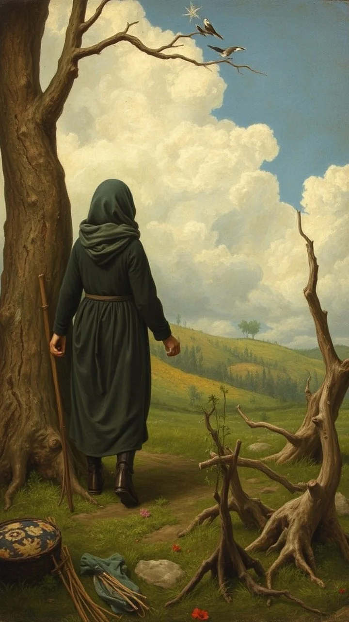 Why do you, not sparing yourself, Wander with your head uncovered? The life of plants is now hidden In these strange stumps of branches, Well, what happened to you, What happened to your soul? How dare you let this beauty, Your precious soul, Go, so that she would wander the world, Bruegel painting style