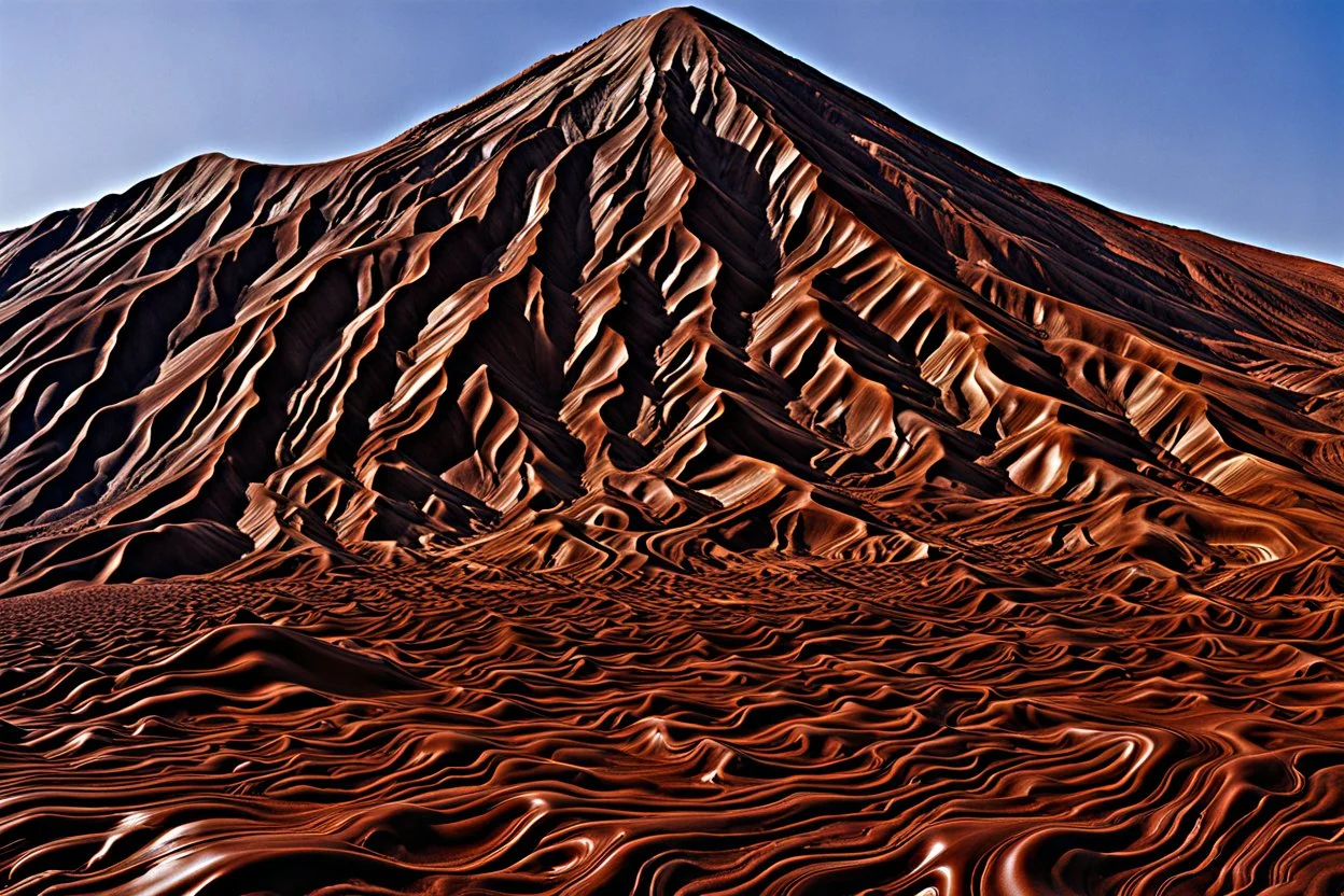 a grand chocolate mountain very melting a hot, suny day