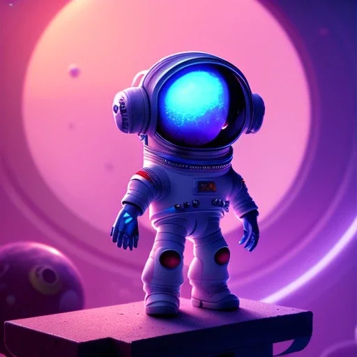 pixar style anamorphic cute cyberpunk astronaut in space, smiling, full body, magenta puffer jacket, dramatic lighting, hyper realistic, unreal engine 5, 16k, background:space