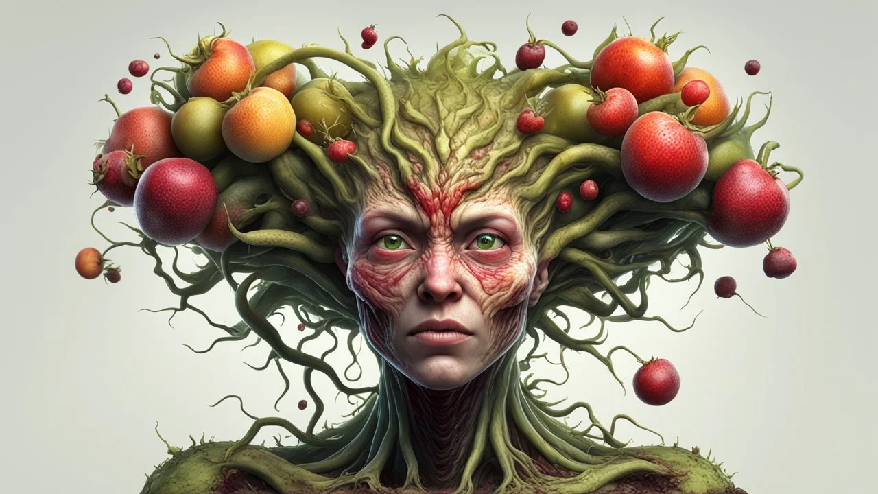 an extremely fertile, parasite-ridden woman. fruit, fertile brood 8k deformed human form, conspicuous, artful, digital art trending on artstation 8k high resolution