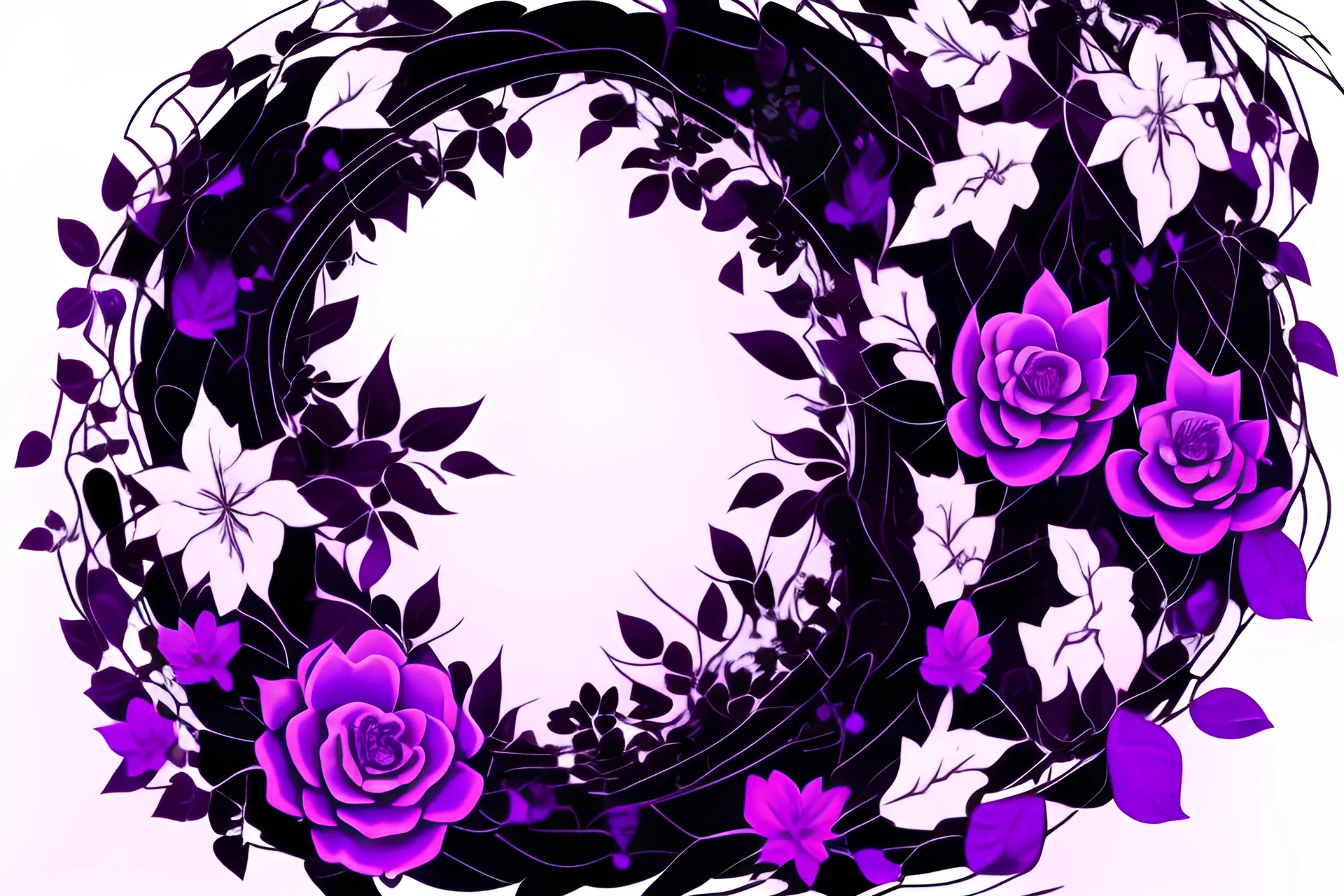 simple background, black purple color pallet, background, lights, monotones, little details, vines, flowers, plant life, anime art style, anime sketch