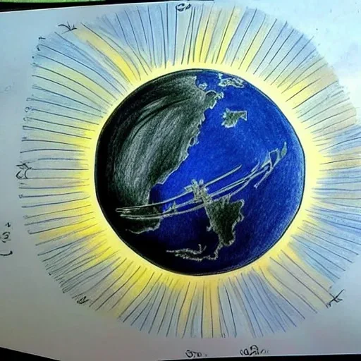 drawing the Sun in space with Earth orbiting then