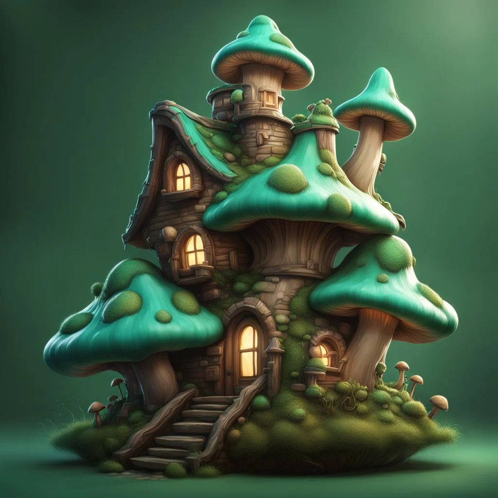 A lumpy mushroom house floating in space. neutral colors, white, green teal, Detailed gloss Painting, rich color, fantastical, intricate detail, splash screen, hyperdetailed, insane depth, concept art, 8k resolution, trending on Artstation, Unreal Engine 5, color depth, dynamic lighting, splash art, dramatic, masterpiece, excellent quality beautiful Imaginative, unique,