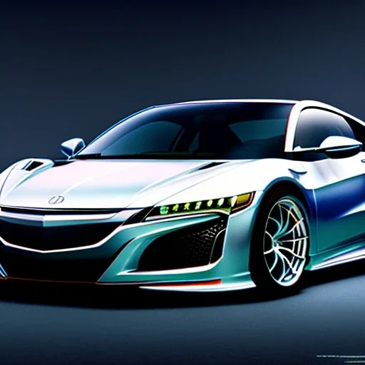 fullbody Drawing of 'Acura NSX',intricate detail,by andrea bonelli,Kilian Eng,Ohrai,evan lee,three quarters view, toned colors,16k