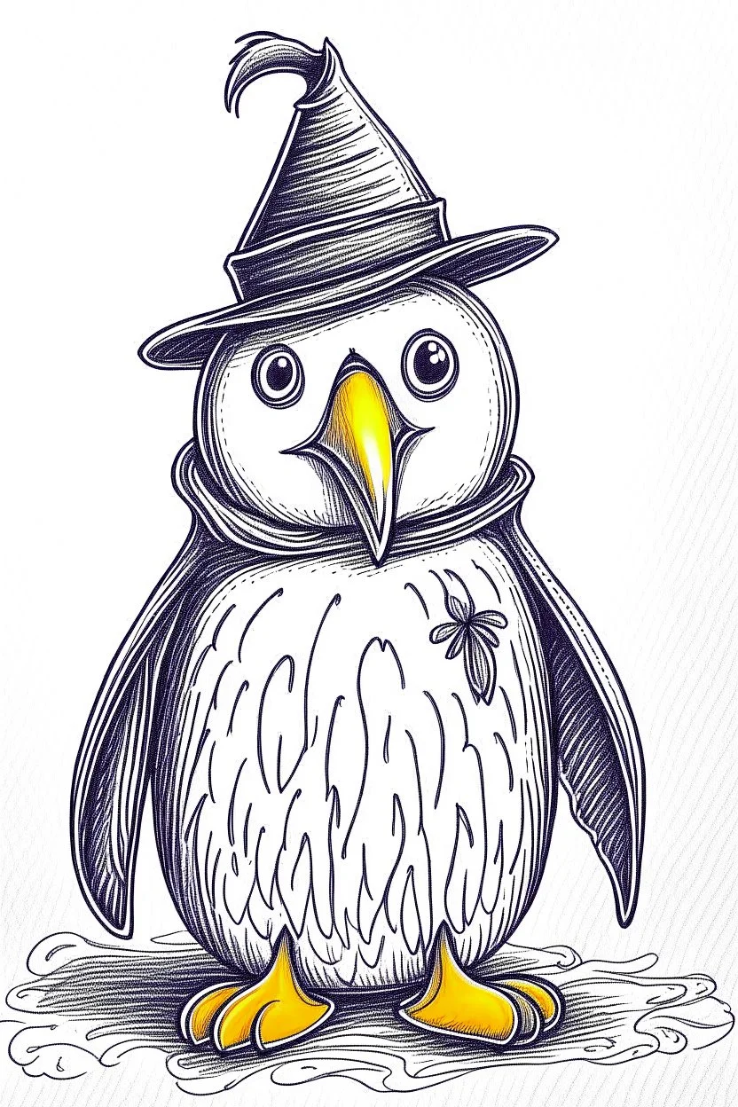 Halloween penguin art sketch
