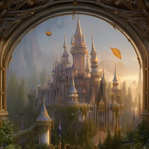 The palace of magic king, huge structure, panoramic view, zoomed out view of the exterior, mysterious, soft lighting, unreal engine 5 volumetric lighting, intricate details, realistic style, 8k resolution