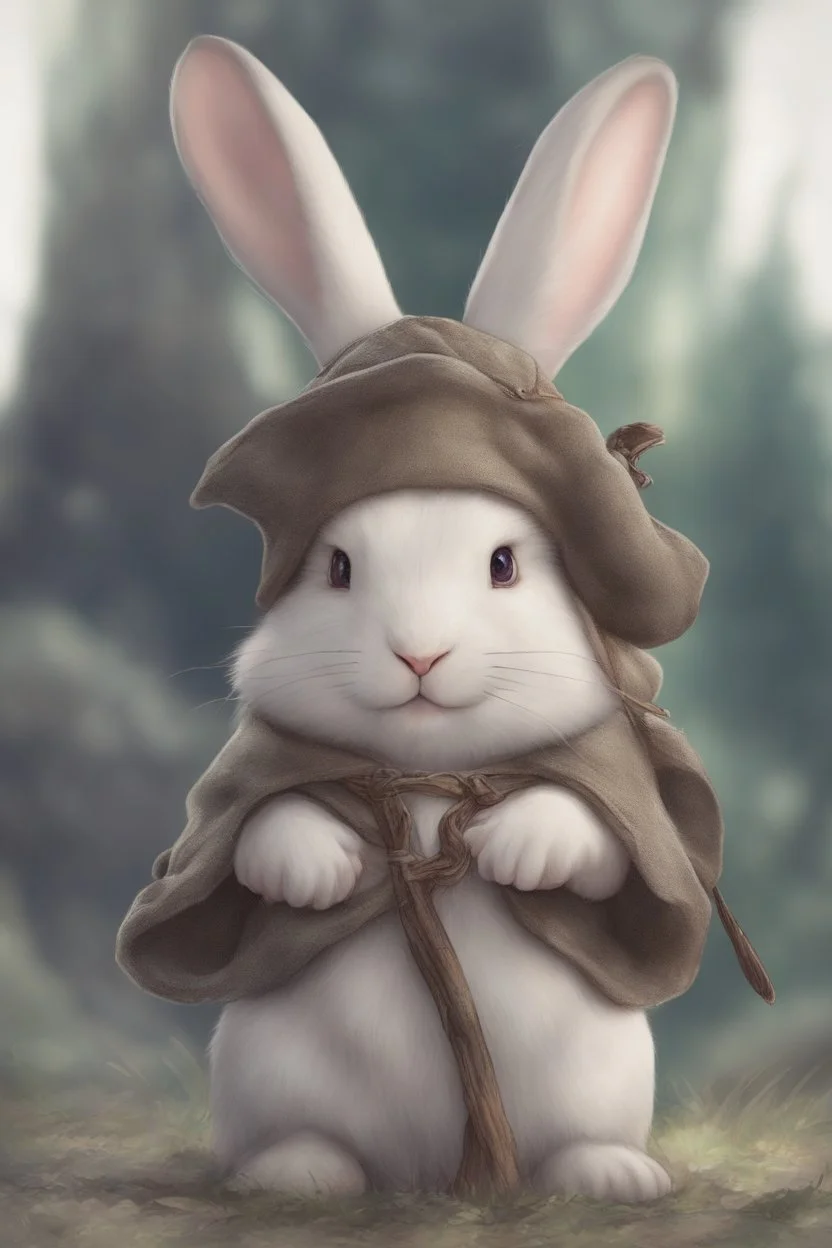 Cute chubby bunny floppy ears adventurer dnd art realism