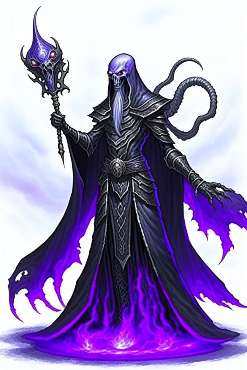 dnd Mindflayer holding an evil spear dnd art