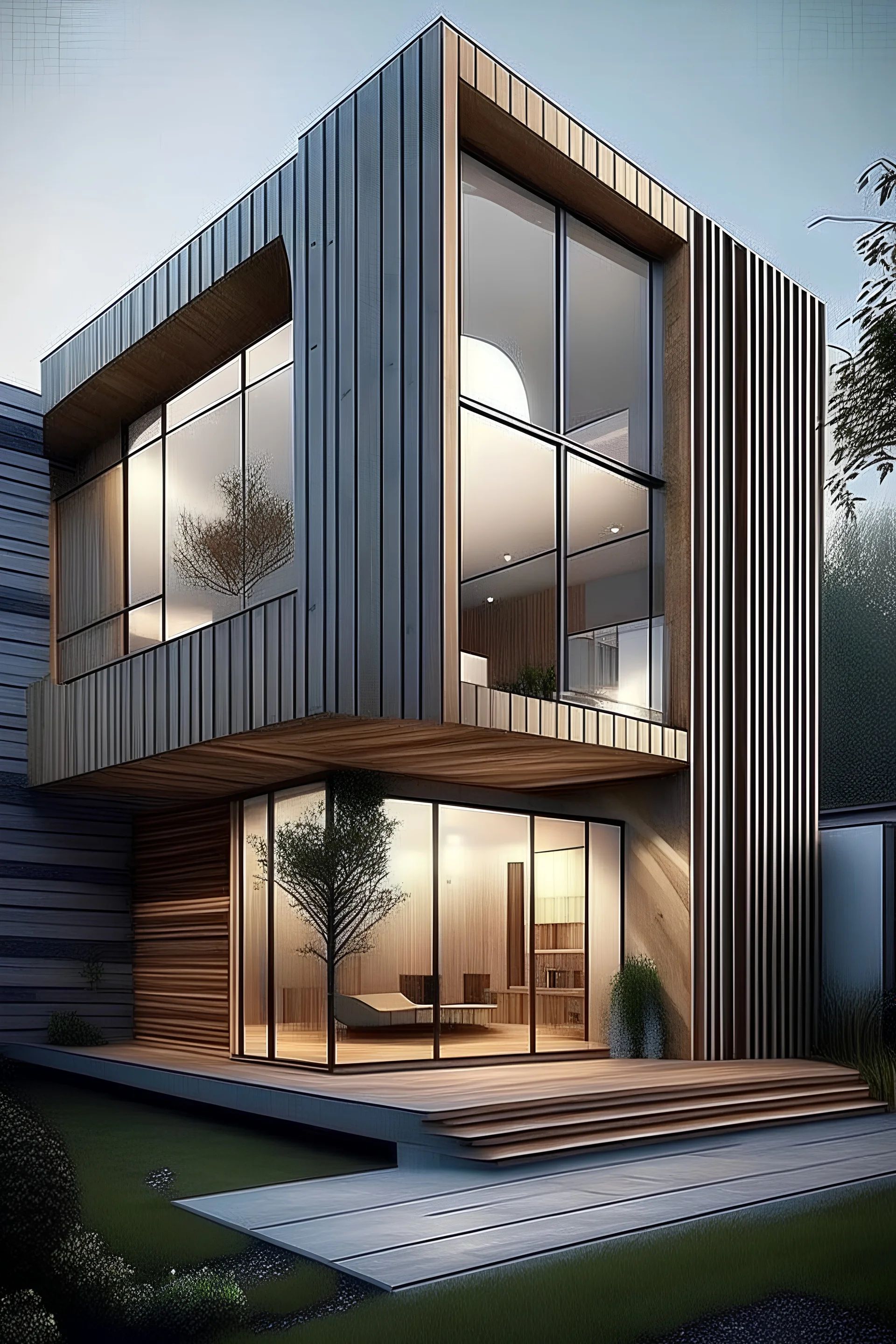 quiero una casa con concepto de corazon real con corte vertical de exterior