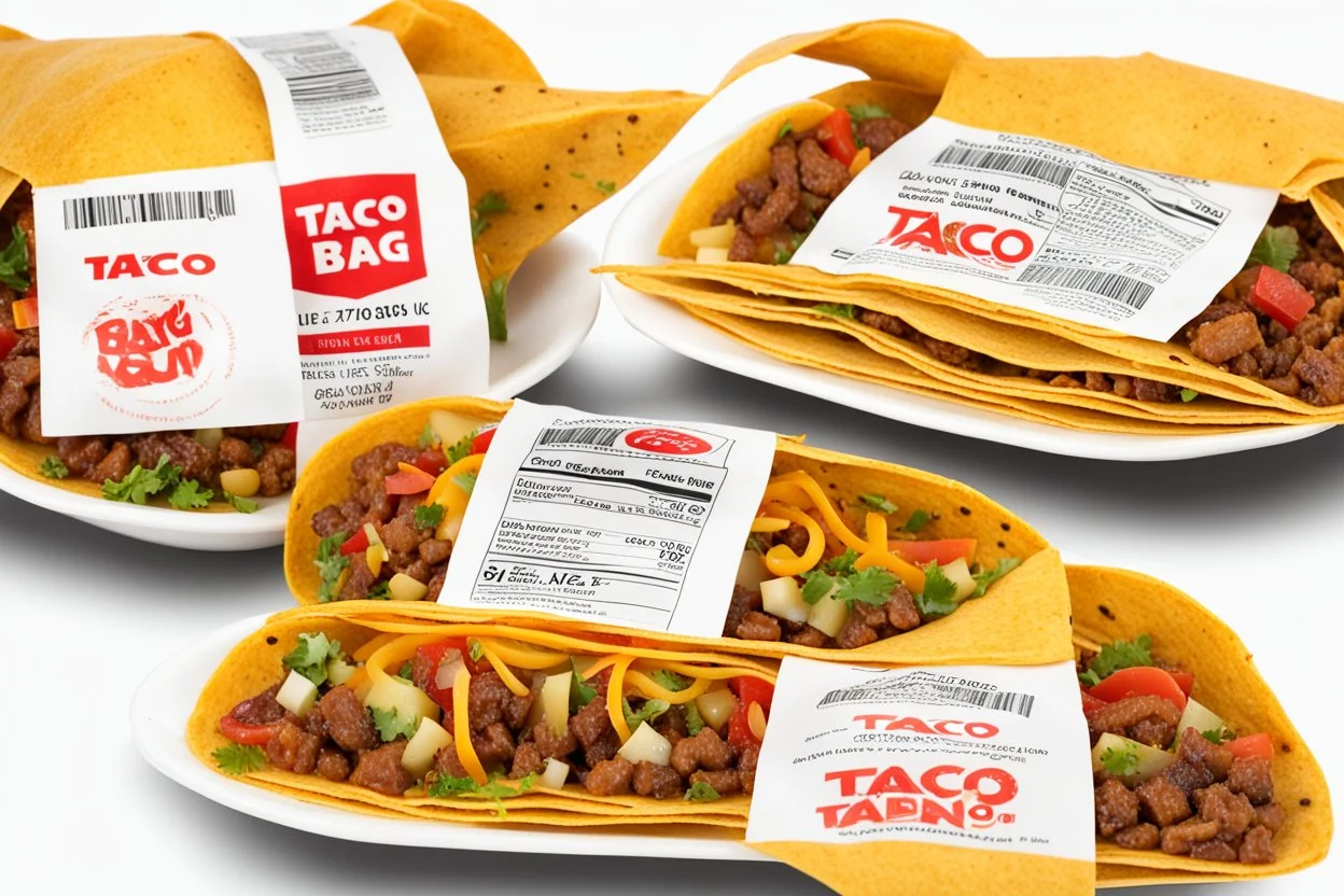 "Taco in a Bag" product photo, on white background