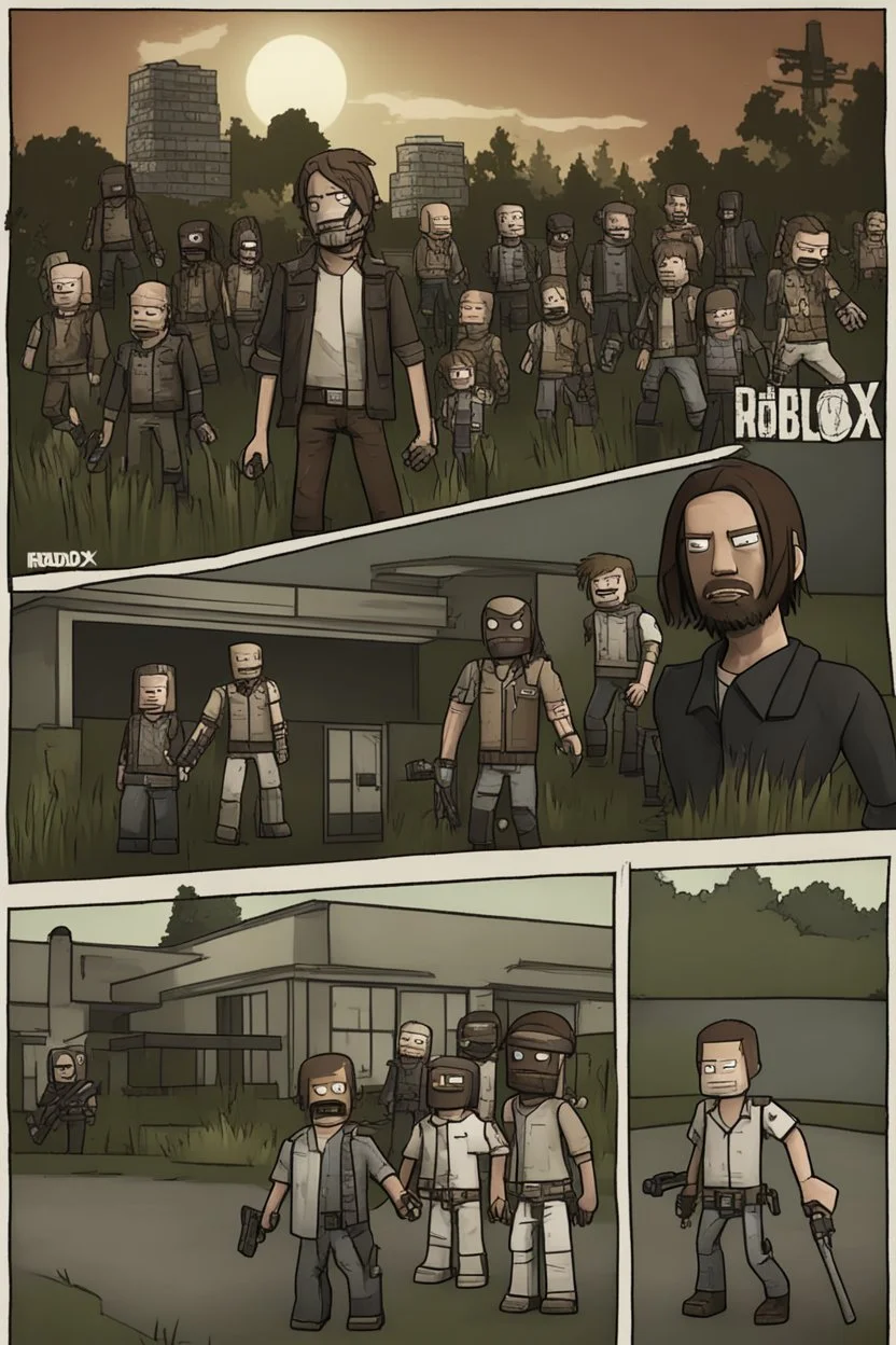 The Walking Dead Universe in the style of Roblox