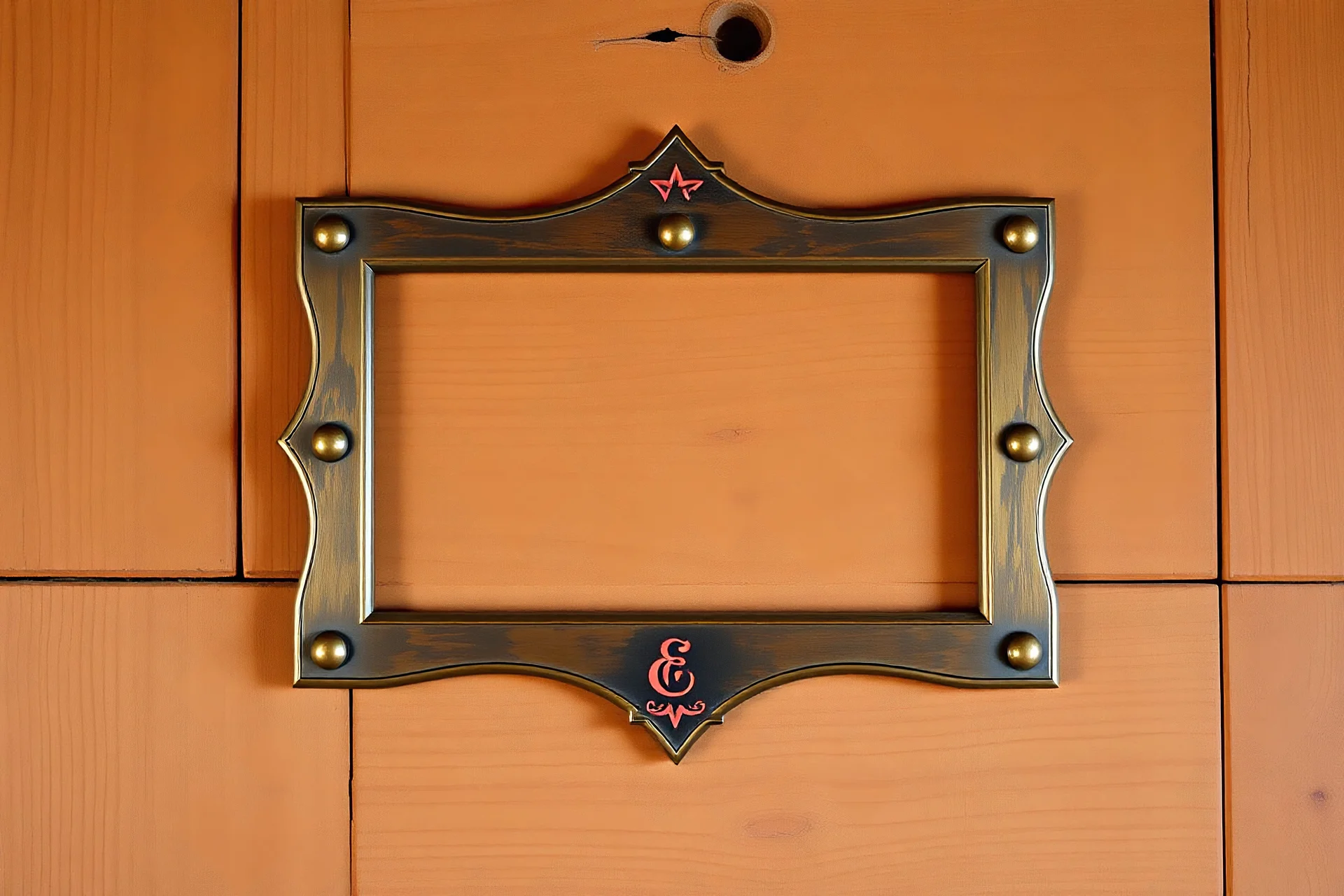 a western style graphic framing element made of brass