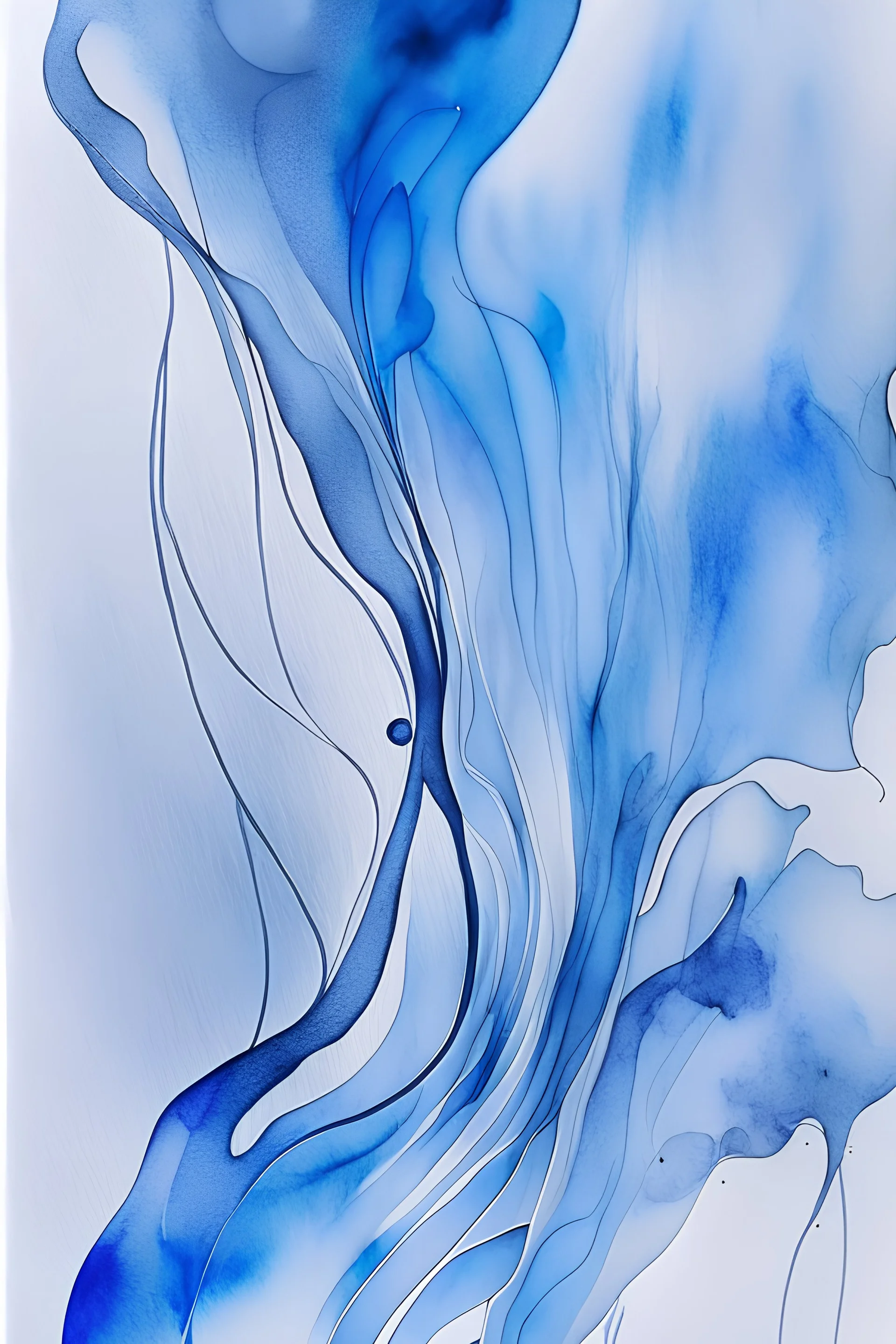 Abstract wet watercolour, grey blue