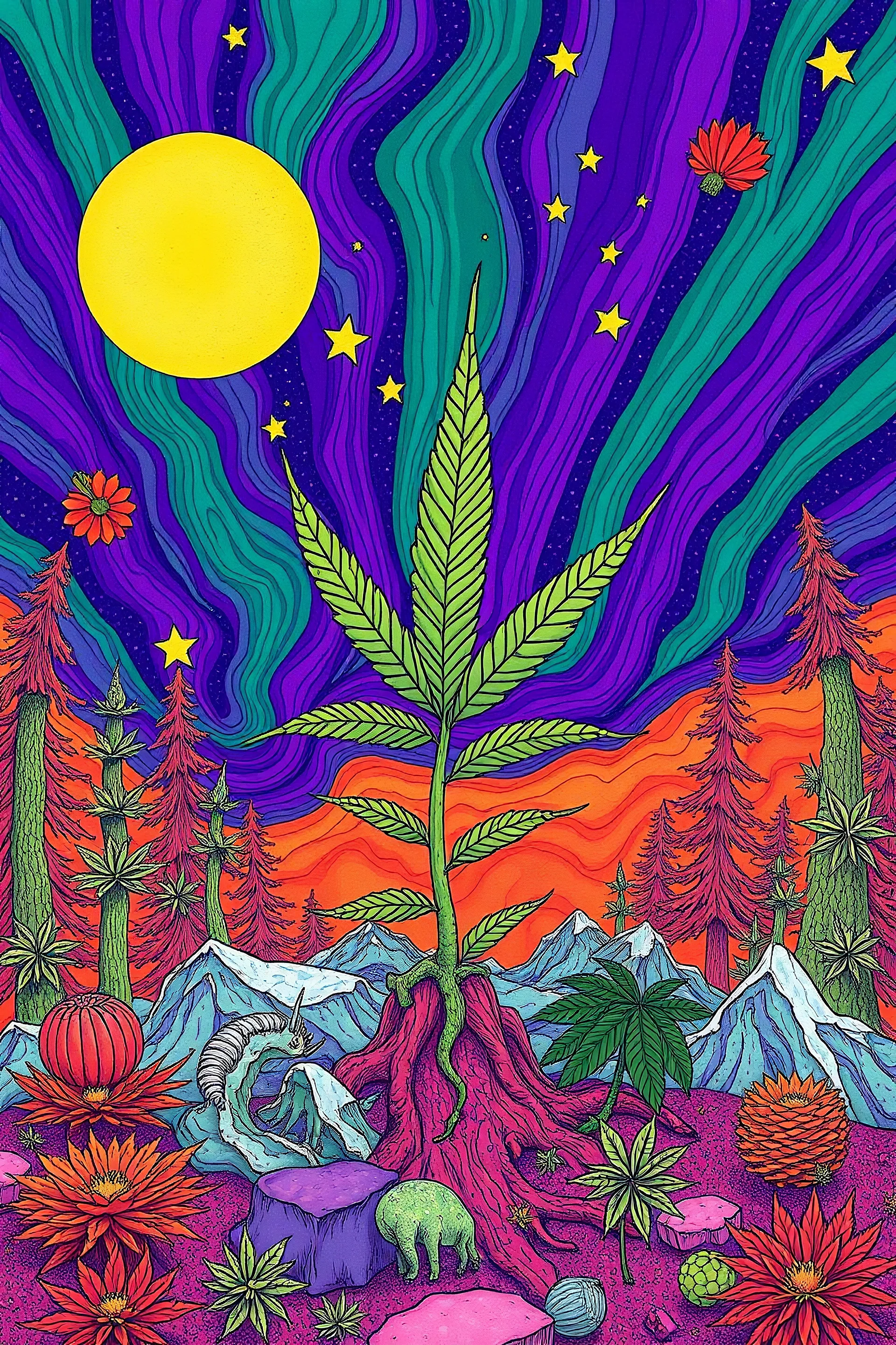 trippy wild cannabis art