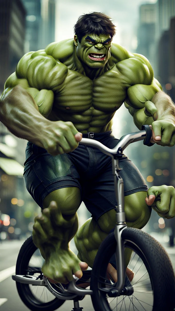 Hulk riding bicycle 9K image HD