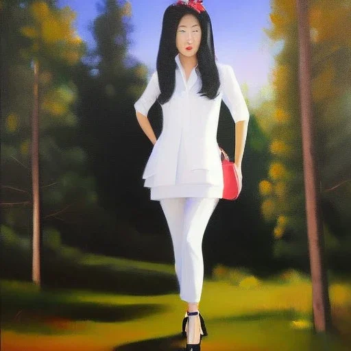 Full body portrait, painting, medium shot lady Hadeko