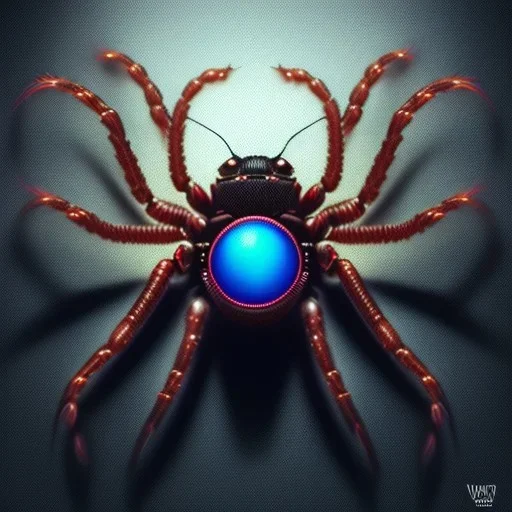 portrait painting of a steampunk spider, ultra realistic, intricate details, ultra highly detailed, shiny, smooth, studio quality, octane render, Surrealism, Triadic colour scheme,glow-stick, ambient lighting,nightclub lighting, polaroid, 100mm, --ar 1:1 --v4