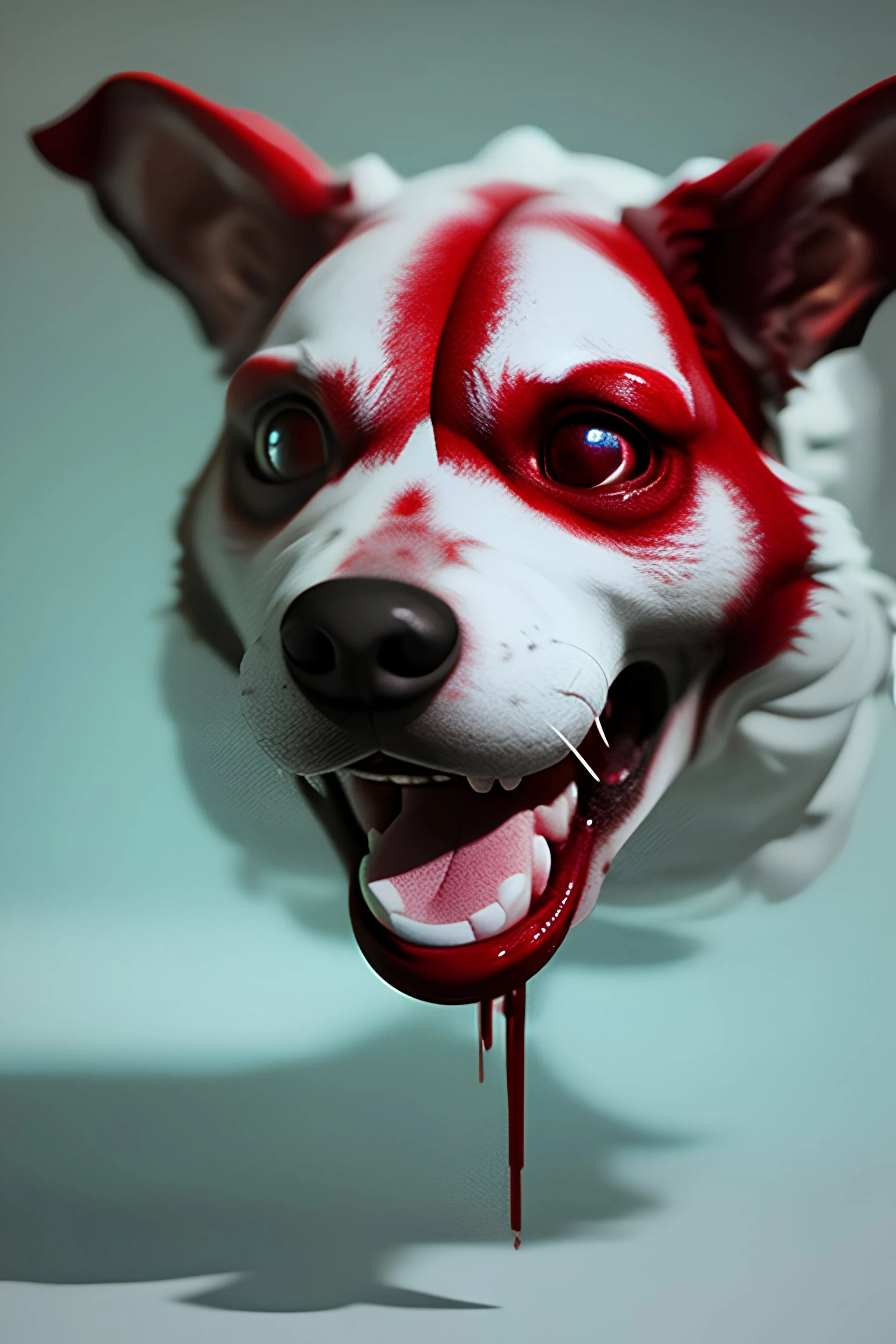 blood-stained Dog,hdr, 16k, octane effect, unreal engine , cinema 4d