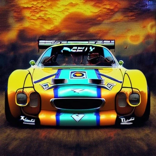 racecar driven by a tiger, van gogh style